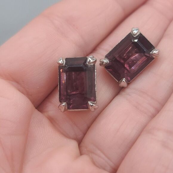 Vintage Christian Dior Earrings Purple Signed Clip Ons - Picture 5 of 8